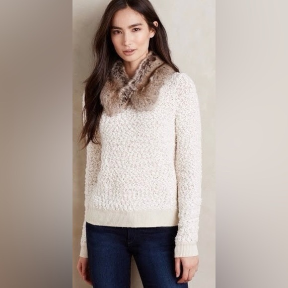Moth Sweaters - Anthropologie MOTH Women's Cream Ivory Arbor Sweater Wool Blend Crewneck  Small